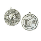Maxbell 6 Pieces Tibetan Silver Caribbean Aztec coin Medallion Skull Charm Necklace Pendant - Aladdin Shoppers