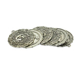 Maxbell 6 Pieces Tibetan Silver Caribbean Aztec coin Medallion Skull Charm Necklace Pendant - Aladdin Shoppers