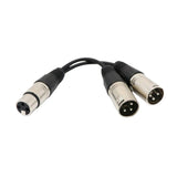 Maxbell 6" XLR 3 pin FEMALE jack to 2 dual MALE plug Y SPLITTER mic PA DJ cable - Aladdin Shoppers