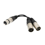 Maxbell 6" XLR 3 pin FEMALE jack to 2 dual MALE plug Y SPLITTER mic PA DJ cable - Aladdin Shoppers