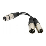 Maxbell 6" XLR 3 pin FEMALE jack to 2 dual MALE plug Y SPLITTER mic PA DJ cable - Aladdin Shoppers