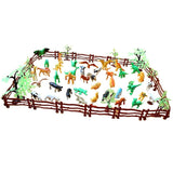 Maxbell 68pcs Plastic Realistic Wildlife Jungle Forest Animals Action Figure Toys Playset in Fence w/ Tree , Kids Toddler Nature Toys Collectibles - Aladdin Shoppers