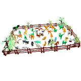 Maxbell 68pcs Plastic Realistic Wildlife Jungle Forest Animals Action Figure Toys Playset in Fence w/ Tree , Kids Toddler Nature Toys Collectibles - Aladdin Shoppers