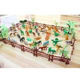 Maxbell 68pcs Plastic Realistic Wildlife Jungle Forest Animals Action Figure Toys Playset in Fence w/ Tree , Kids Toddler Nature Toys Collectibles