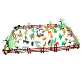 Maxbell 68pcs Plastic Realistic Wildlife Jungle Forest Animals Action Figure Toys Playset in Fence w/ Tree , Kids Toddler Nature Toys Collectibles - Aladdin Shoppers