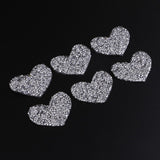 Maxbell 6Pcs Silver Beaded Love Heart Crystal Rhinestone Clear Applique Sew/Iron On - Aladdin Shoppers