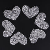 Maxbell 6Pcs Silver Beaded Love Heart Crystal Rhinestone Clear Applique Sew/Iron On - Aladdin Shoppers