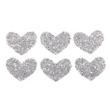 Maxbell 6Pcs Silver Beaded Love Heart Crystal Rhinestone Clear Applique Sew/Iron On - Aladdin Shoppers
