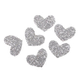 Maxbell 6Pcs Silver Beaded Love Heart Crystal Rhinestone Clear Applique Sew/Iron On - Aladdin Shoppers