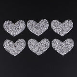 Maxbell 6Pcs Silver Beaded Love Heart Crystal Rhinestone Clear Applique Sew/Iron On - Aladdin Shoppers