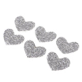 Maxbell 6Pcs Silver Beaded Love Heart Crystal Rhinestone Clear Applique Sew/Iron On - Aladdin Shoppers
