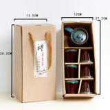 Maxbell 7 Pcs Ceramic Glazed Tea Cups & Teapot Delicate Chinese Kungfu Tea Set Blue - Aladdin Shoppers