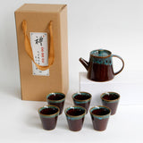 Maxbell 7 Pcs Ceramic Glazed Tea Cups & Teapot Delicate Chinese Kungfu Tea Set Blue - Aladdin Shoppers