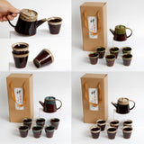 Maxbell 7 Pcs Ceramic Glazed Tea Cups & Teapot Delicate Chinese Kungfu Tea Set Green - Aladdin Shoppers