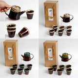 Maxbell 7 Pcs Ceramic Glazed Tea Cups & Teapot Delicate Chinese Kungfu Tea Set Green - Aladdin Shoppers