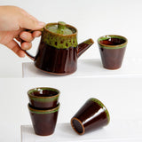 Maxbell 7 Pcs Ceramic Glazed Tea Cups & Teapot Delicate Chinese Kungfu Tea Set Green - Aladdin Shoppers