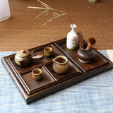 Maxbell 7pcs/set Tea Dessert Plates Wooden Fruit Snack Serving Tray Japanese Style - Aladdin Shoppers