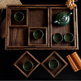 Maxbell 7pcs/set Tea Dessert Plates Wooden Fruit Snack Serving Tray Japanese Style - Aladdin Shoppers