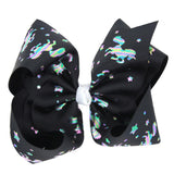 Maxbell 8 Inch Colorful Bow Hairpin Girls Bows with Clip Hair Bows Black unicorn - Aladdin Shoppers