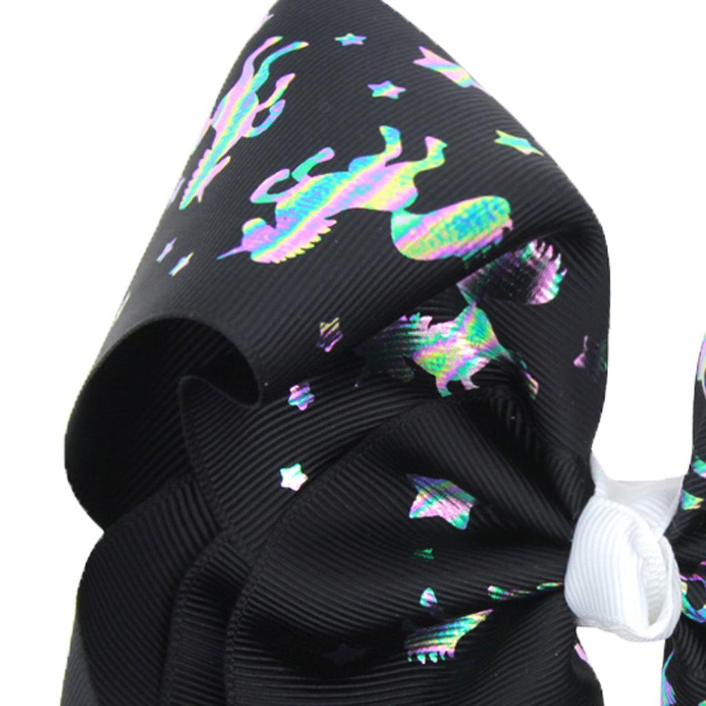 Maxbell 8 Inch Colorful Bow Hairpin Girls Bows with Clip Hair Bows Black unicorn - Aladdin Shoppers