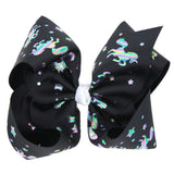 Maxbell 8 Inch Colorful Bow Hairpin Girls Bows with Clip Hair Bows Black unicorn - Aladdin Shoppers
