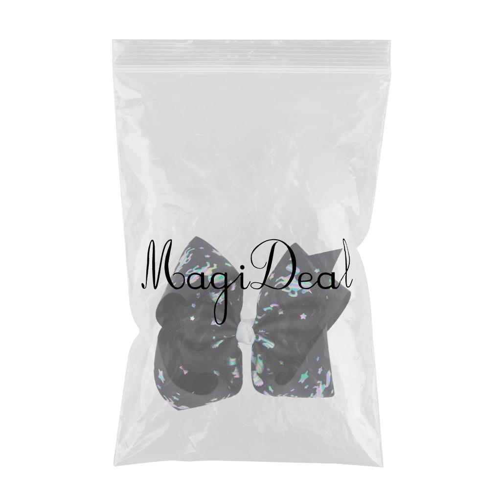 Maxbell 8 Inch Colorful Bow Hairpin Girls Bows with Clip Hair Bows Black unicorn - Aladdin Shoppers