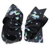 Maxbell 8 Inch Colorful Bow Hairpin Girls Bows with Clip Hair Bows Black unicorn - Aladdin Shoppers