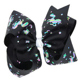 Maxbell 8 Inch Colorful Bow Hairpin Girls Bows with Clip Hair Bows Black unicorn - Aladdin Shoppers