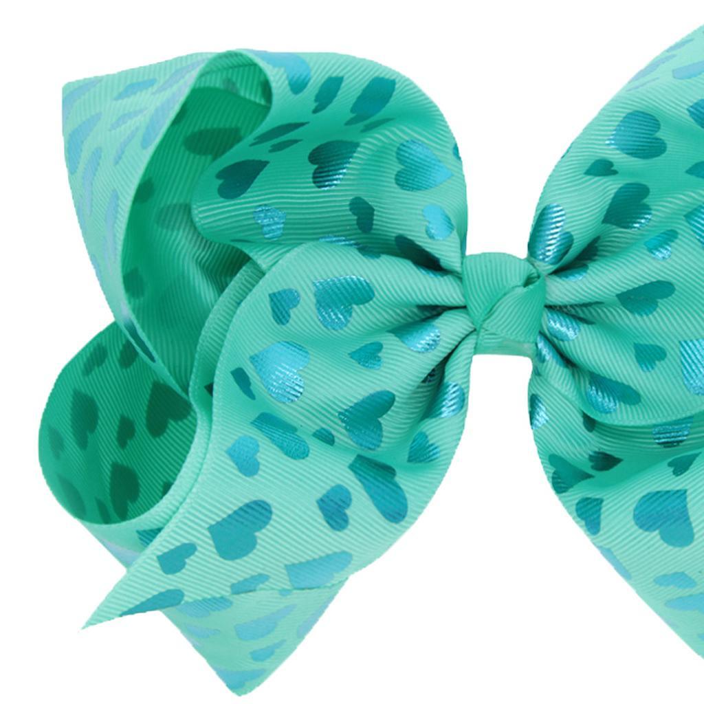 Maxbell 8 Inch Colorful Bow Hairpin Girls Bows with Clip Hair Bows Blue hearts - Aladdin Shoppers