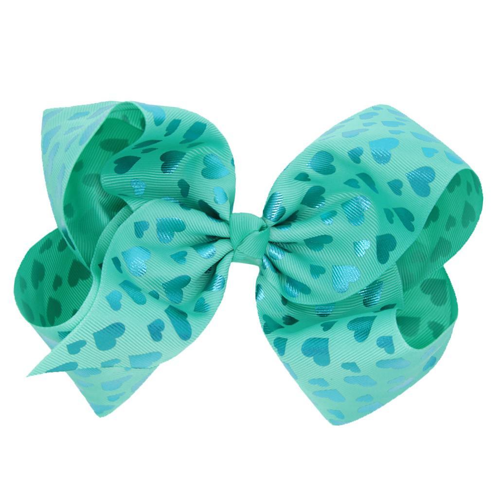 Maxbell 8 Inch Colorful Bow Hairpin Girls Bows with Clip Hair Bows Blue hearts - Aladdin Shoppers