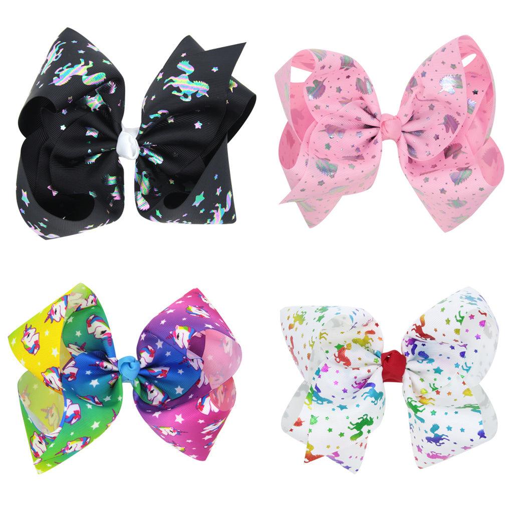 Maxbell 8 Inch Colorful Bow Hairpin Girls Bows with Clip Hair Bows Pink hearts - Aladdin Shoppers