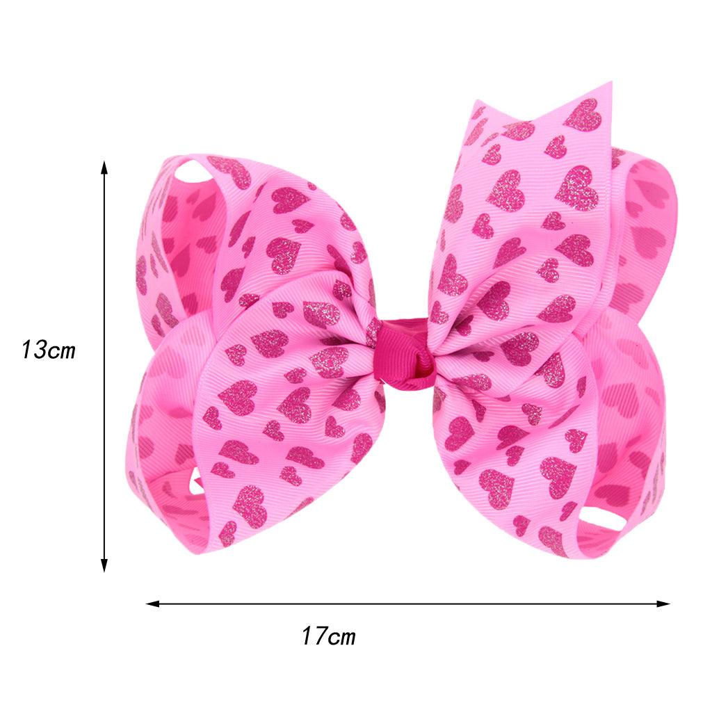 Maxbell 8 Inch Colorful Bow Hairpin Girls Bows with Clip Hair Bows Pink hearts - Aladdin Shoppers