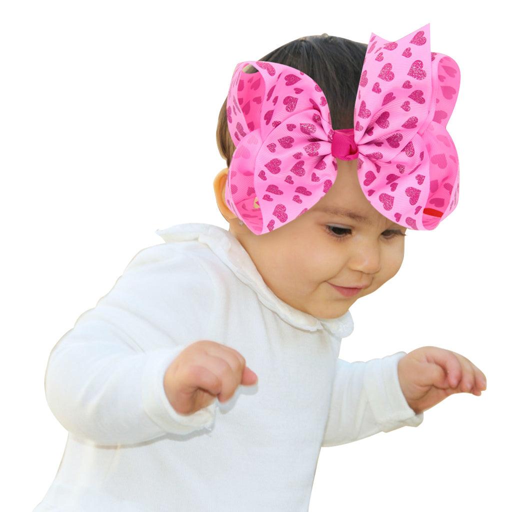 Maxbell 8 Inch Colorful Bow Hairpin Girls Bows with Clip Hair Bows Pink hearts - Aladdin Shoppers