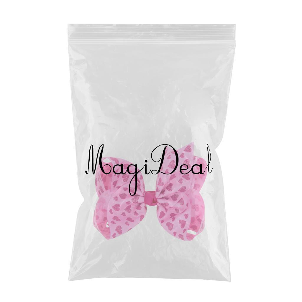 Maxbell 8 Inch Colorful Bow Hairpin Girls Bows with Clip Hair Bows Pink hearts - Aladdin Shoppers