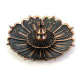 Maxbell Alloy Antique Lotus Incense Burner Holder Censer Plate Sticks Cone Coil Home Decor - Aladdin Shoppers