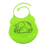 Maxbell Baby Bibs Silicone Comfortable Soft Toddlers Feeding Bibs Elephant_Green - Aladdin Shoppers