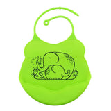 Maxbell Baby Bibs Silicone Comfortable Soft Toddlers Feeding Bibs Elephant_Green - Aladdin Shoppers