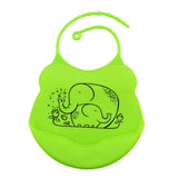 Maxbell Baby Bibs Silicone Comfortable Soft Toddlers Feeding Bibs Elephant_Green - Aladdin Shoppers
