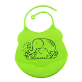 Maxbell Baby Bibs Silicone Comfortable Soft Toddlers Feeding Bibs Elephant_Green - Aladdin Shoppers