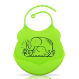 Maxbell Baby Bibs Silicone Comfortable Soft Toddlers Feeding Bibs Elephant_Green - Aladdin Shoppers