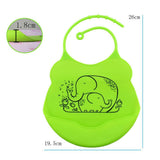 Maxbell Baby Bibs Silicone Comfortable Soft Toddlers Feeding Bibs Elephant_Green - Aladdin Shoppers