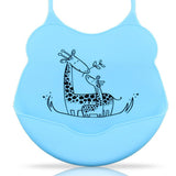Maxbell Baby Bibs Silicone Comfortable Soft Toddlers Feeding Bibs Giraffe_Blue - Aladdin Shoppers