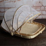 Maxbell Bamboo Tent Basket Serving Food Outdoor Picnic Pop Up Mesh Net Cover S Rectangle