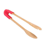 Maxbell Bamboo Toast Tongs Bread Salad Tongs Food Clip Baking Cooking Tongs Red 1 - Aladdin Shoppers