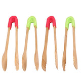 Maxbell Bamboo Toast Tongs Bread Salad Tongs Food Clip Baking Cooking Tongs Red 1 - Aladdin Shoppers