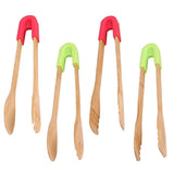 Maxbell Bamboo Toast Tongs Bread Salad Tongs Food Clip Baking Cooking Tongs Red 1 - Aladdin Shoppers