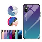 Maxbell Blue Gradient Black Tempered Glass Back Cover Phone Case for iPhone X XS - Aladdin Shoppers