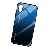 Maxbell Blue Gradient Black Tempered Glass Back Cover Phone Case for iPhone X XS - Aladdin Shoppers