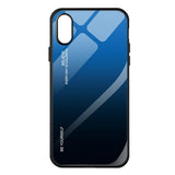 Maxbell Blue Gradient Black Tempered Glass Back Cover Phone Case for iPhone X XS - Aladdin Shoppers