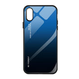 Maxbell Blue Gradient Black Tempered Glass Back Cover Phone Case for iPhone X XS - Aladdin Shoppers